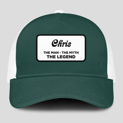 The Man The Myth The Legend Green And White Mesh Cap CHRIS 13K1 C198PF