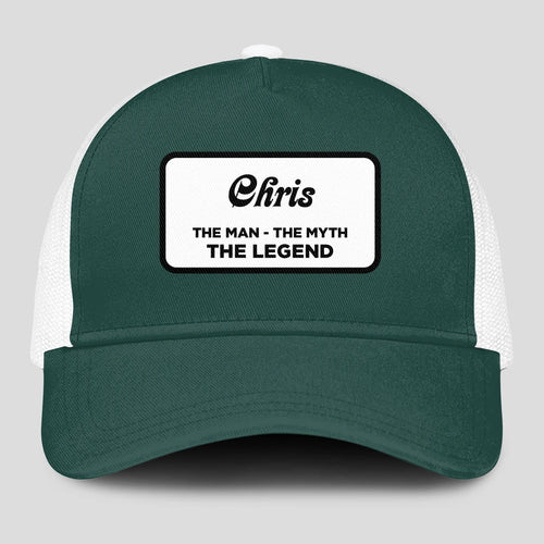 The Man The Myth The Legend Green And White Mesh Cap CHRIS 13K1 C198PF