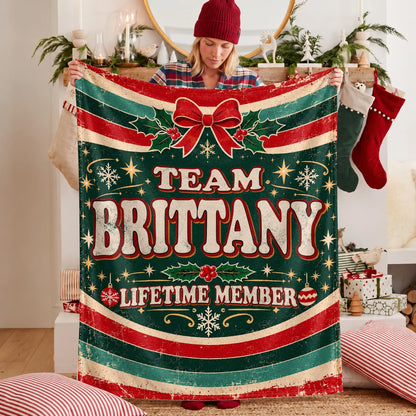 Team Your Name Lifetime Member Christmas Fleece Blanket BRITTANY 13K1 BK52