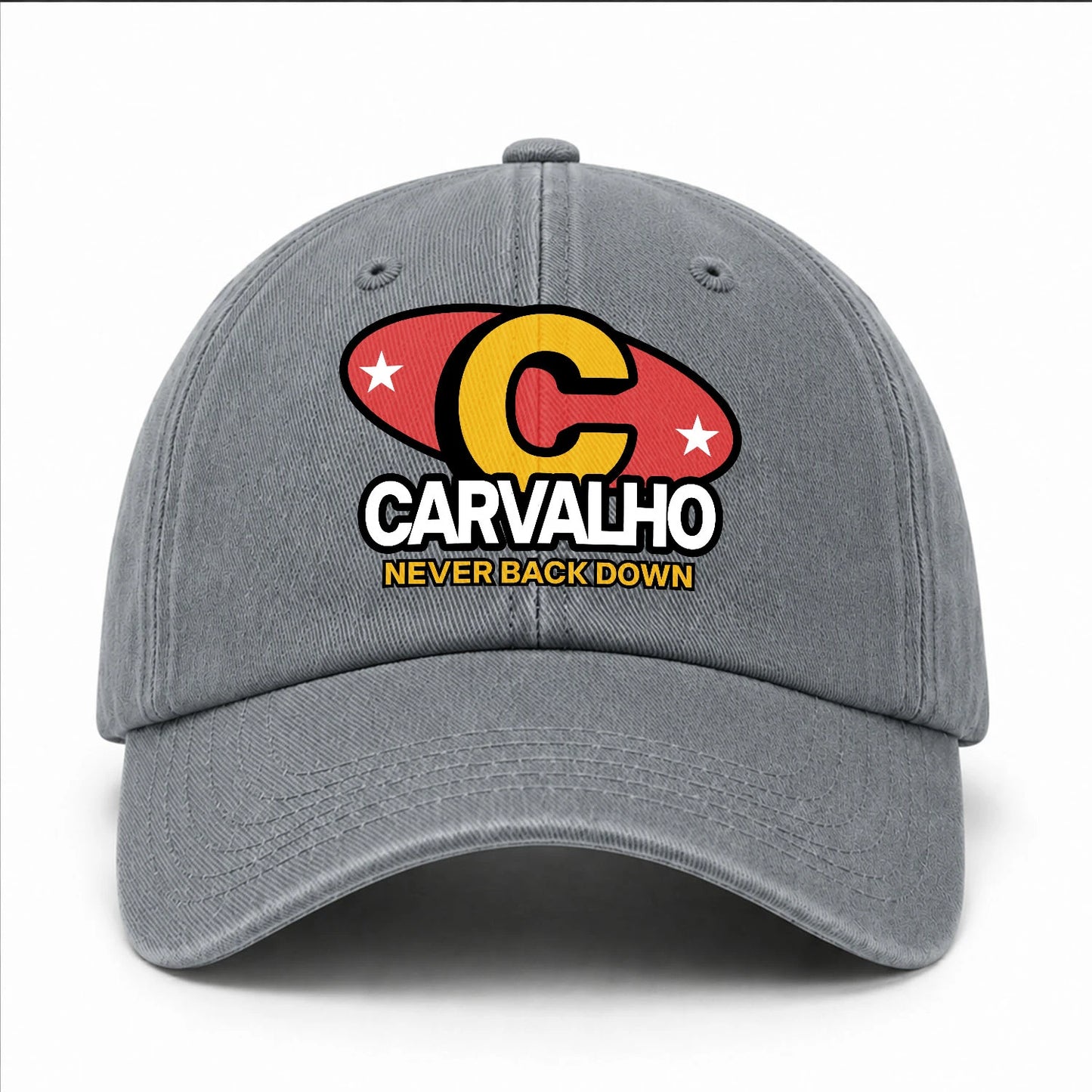 Never Back Down With Your Name And Initial Letter Washed Cap CARVALHO 13K1 C82PF