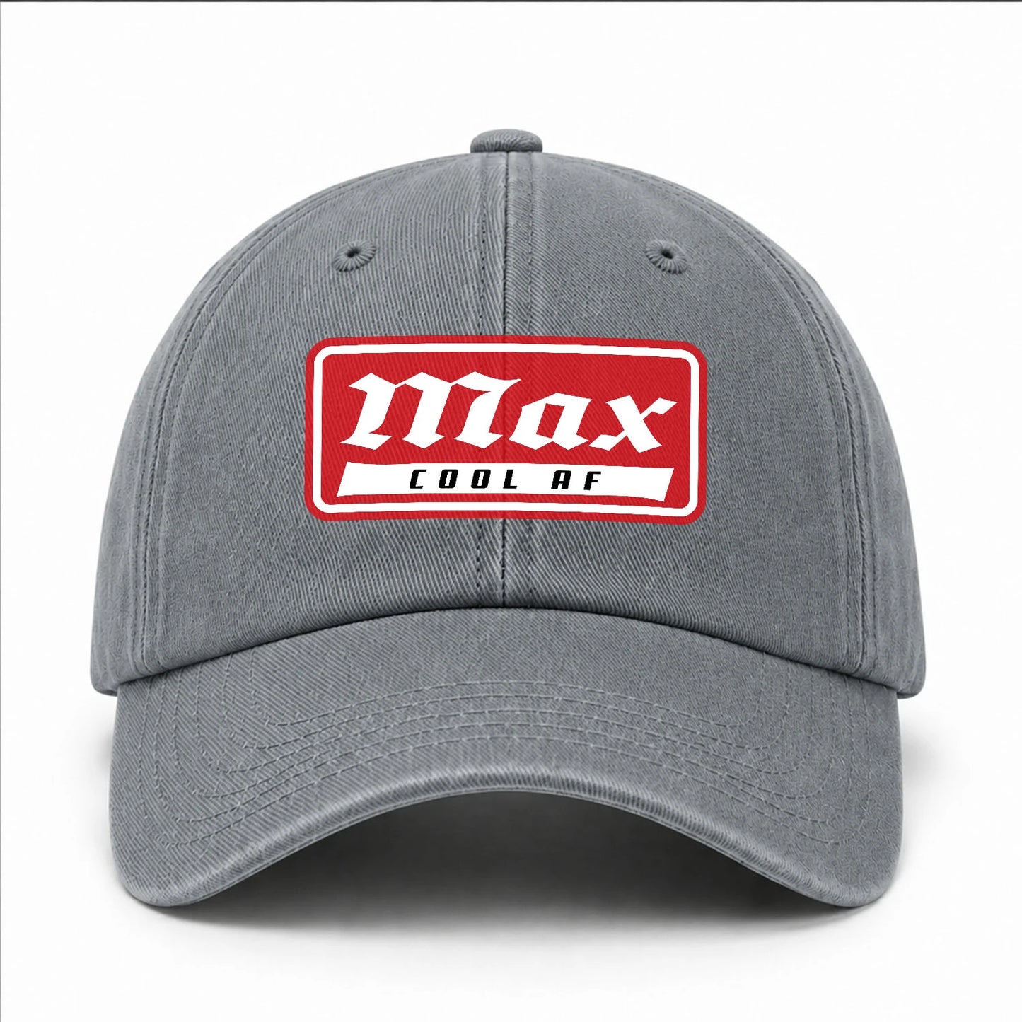 Your Name Cool Af Red Logo Funny Washed Cap MAX 13K1 C79PF