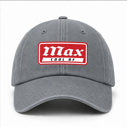 Your Name Cool Af Red Logo Funny Washed Cap MAX 13K1 C79PF