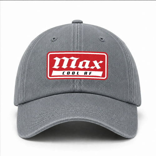 Your Name Cool Af Red Logo Funny Washed Cap MAX 13K1 C79PF