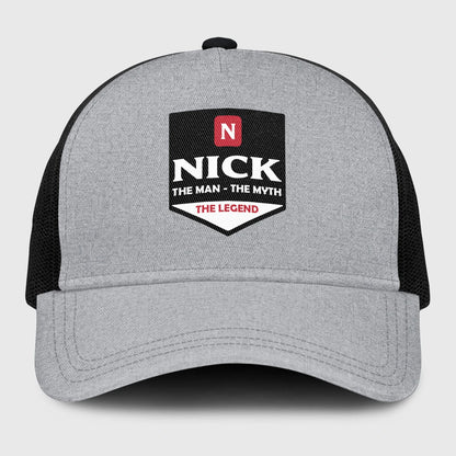 The Man The Myth The Legend Gray Mesh Cap NICK 13K1 C189PF