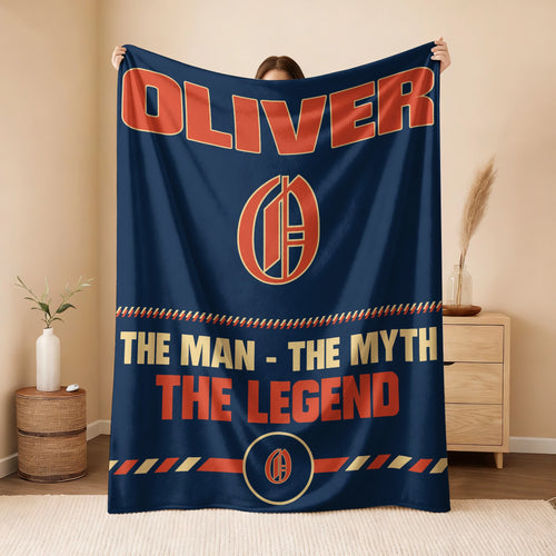 The Man The Myth The Legend Retro Fleece Blanket OLIVER 13K1 BK53