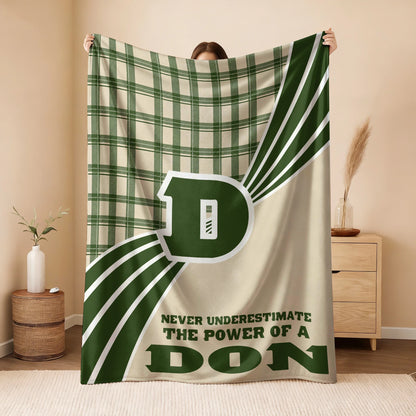Never Underestimate Your Name Green & Cream Plaid Fleece Blanket DON 13K1 BK50