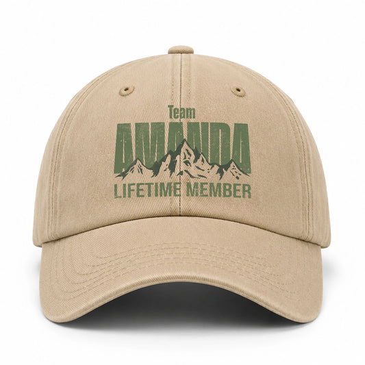 Team Your Name Lifetime Member Mountain Cap AMANDA 13K1 C58PF