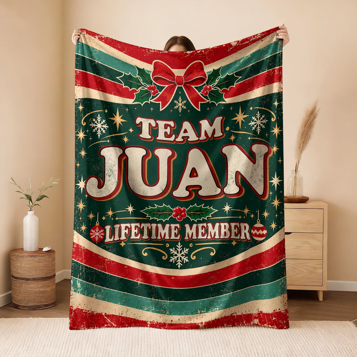 Team Your Name Lifetime Member Christmas Fleece Blanket JUAN 13K1 BK52