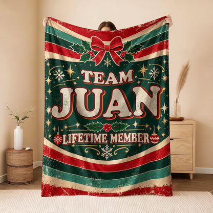 Team Your Name Lifetime Member Christmas Fleece Blanket JUAN 13K1 BK52