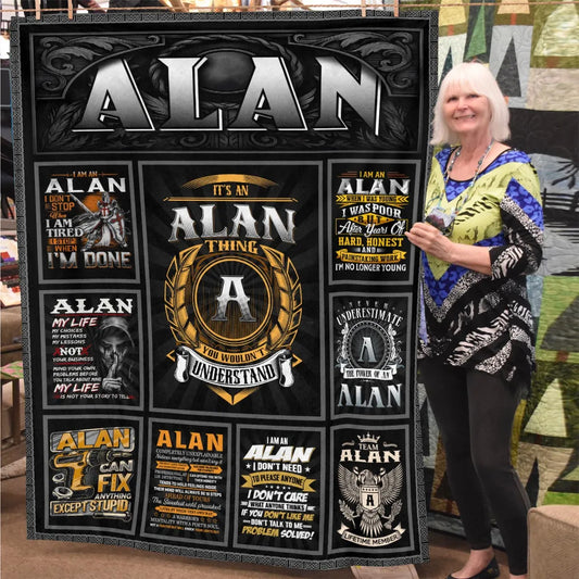 ALAN Personalized Blanket | Custom Name Cozy Throw Gift 13K1-BK2