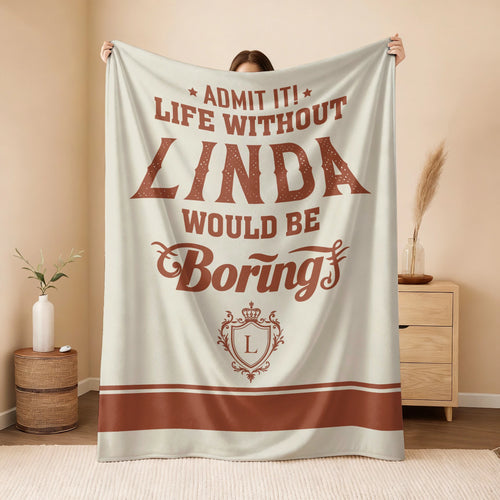 Life Without Your Name Would Be Boring Cream Terracotta Blanket LINDA 13K1 BK24