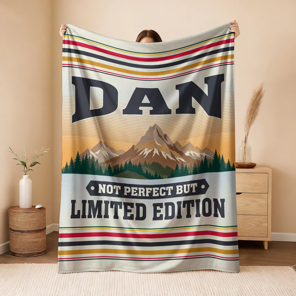 Not Perfect But Limited Edition Vintage Mountain Fleece Blanket DAN 13K1 BK45
