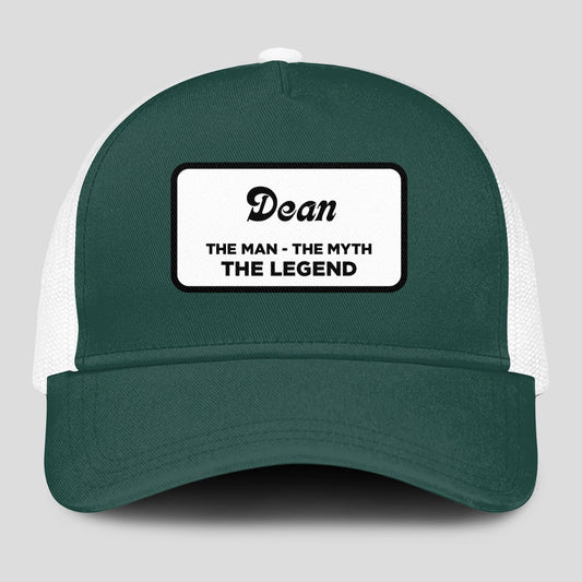 The Man The Myth The Legend Green And White Mesh Cap DEAN 13K1 C198PF
