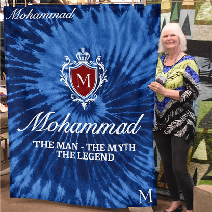 The Man The Myth The Legend Blue Waves Fleece Blanket MOHAMMAD 13K1 BK11