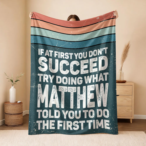 If At First You Don’t Succeed Retro Green Fleece Blanket MATTHEW 13K1 BK29