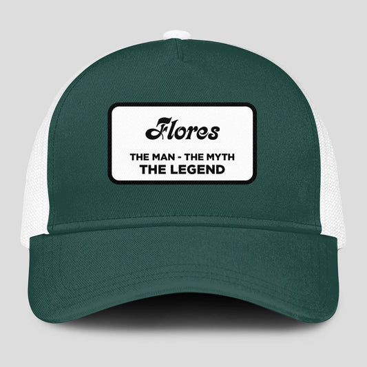 The Man The Myth The Legend Green And White Mesh Cap FLORES 13K1 C198PF