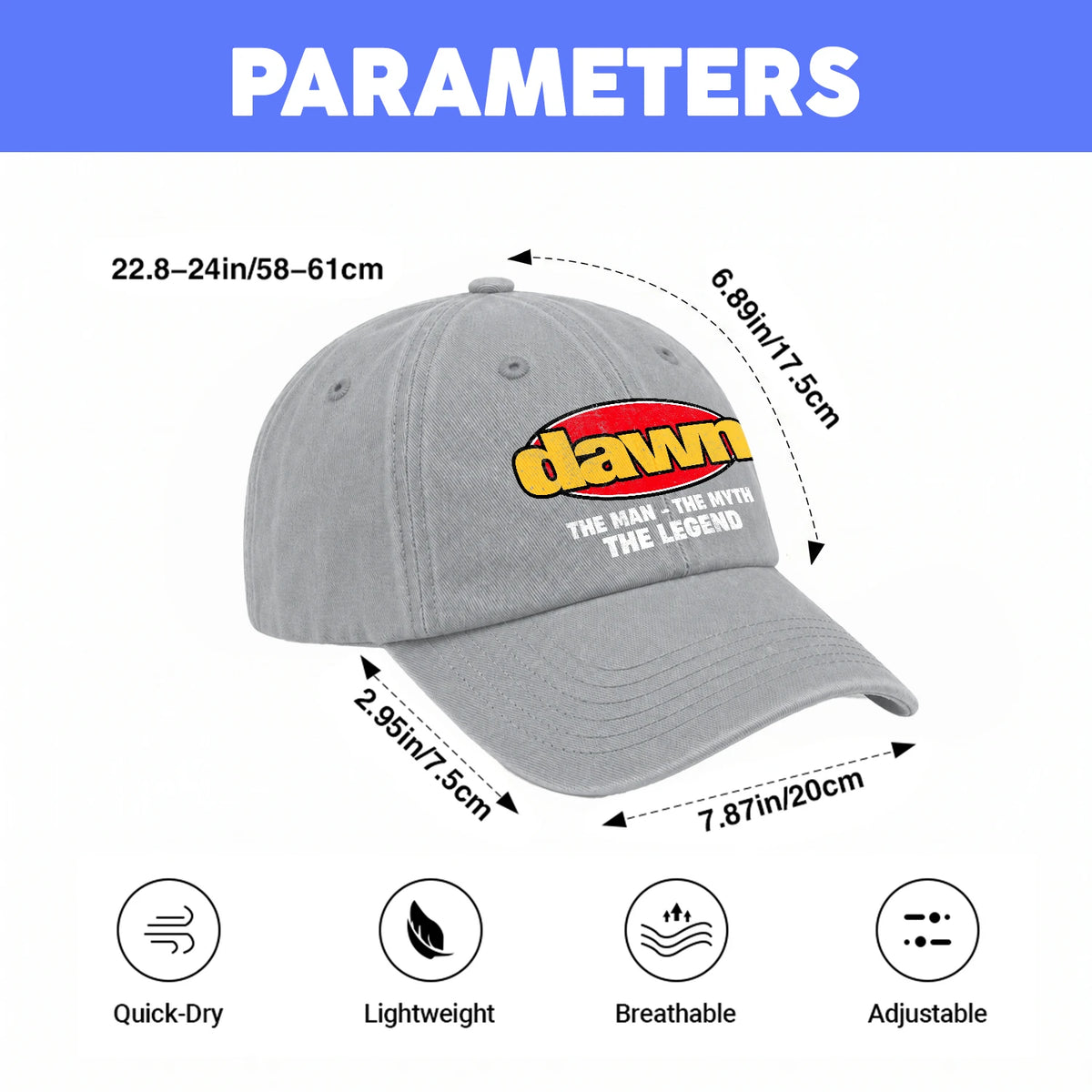 The Man The Myth The Legend Vintage Logo Washed Cap DAWN 13K1 C162PF
