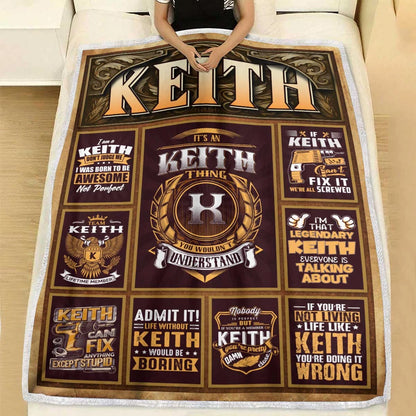 KEITH Personalized Blanket | Custom Name Cozy Throw Gift 13K1-BK4