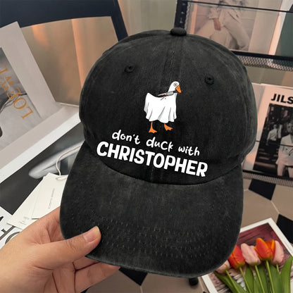 Don't Duck With Your Name Funny Washed Cap CHRISTOPHER 13K1 C129PF