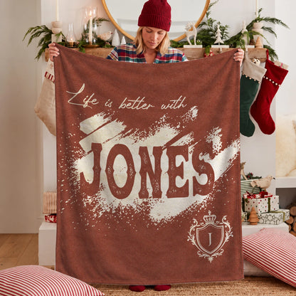 Life Is Better With Your Name Terracotta Cream Fleece Blanket JONES 13K1 BK30