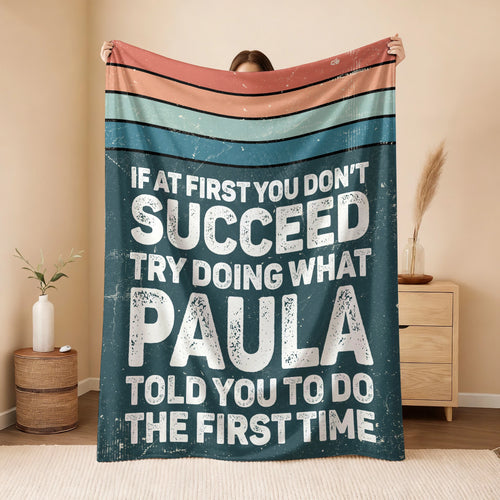 If At First You Don’t Succeed Retro Green Fleece Blanket PAULA 13K1 BK29