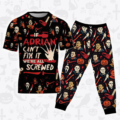 ADRIAN Horror Halloween Pajama Set Scary T-Shirt & Pants Sleepwear Costume 13K1-HL1