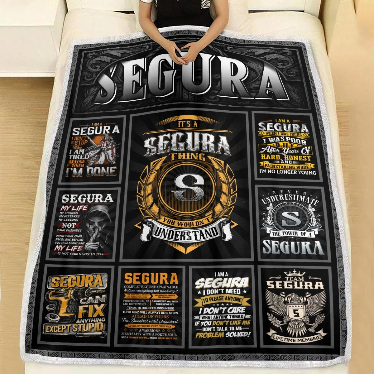 SEGURA Personalized Blanket | Custom Name Cozy Throw Gift 13K5-BK2