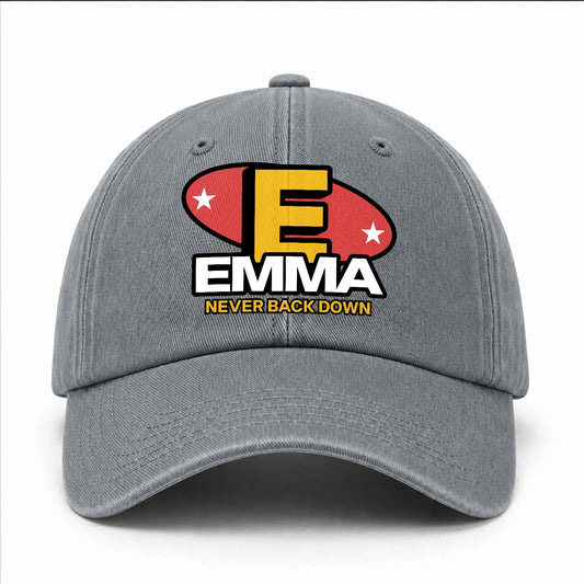 Never Back Down With Your Name And Initial Letter Washed Cap EMMA 13K1 C82PF