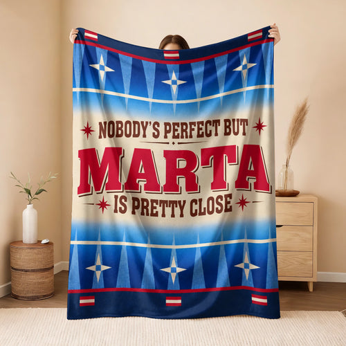 Nobody's Perfect But Your Name Is Close Native American Fleece Blanket MARTA 13K1 BK57