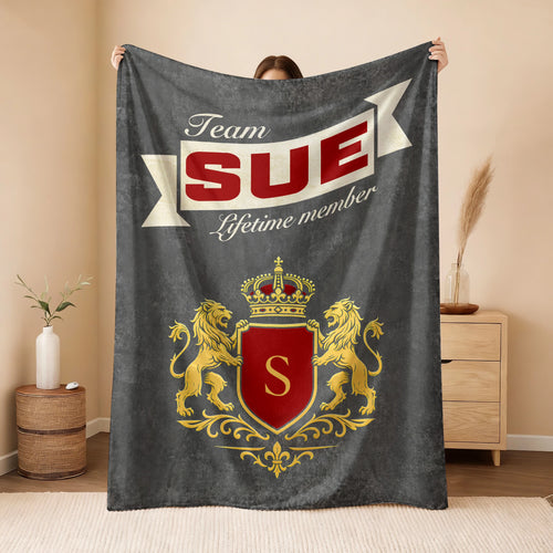 Team Your Name Lifetime Member Charcoal Blanket SUE 13K1 BK20