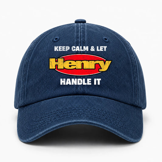 Keep Calm & Let Your Name Handle It Yellow And Red Logo Washed Cap HENRY 13K1 C172PF