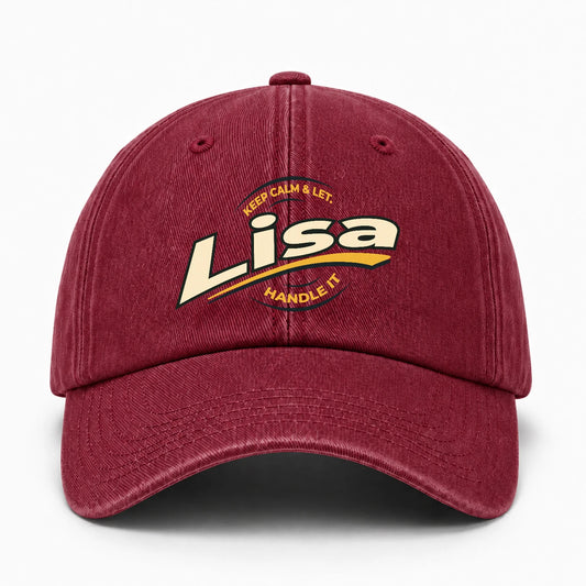 Keep Calm & Let Your Name Handle It Burgundy Washed Cap LISA 13K1 C105PF