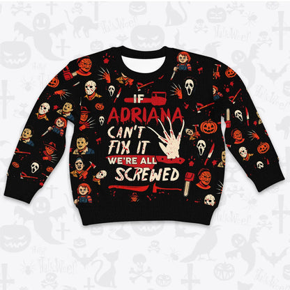ADRIANA Horror Halloween Pajamas Set Cozy Sweater & Pants Sleepwear 13K1-HL1