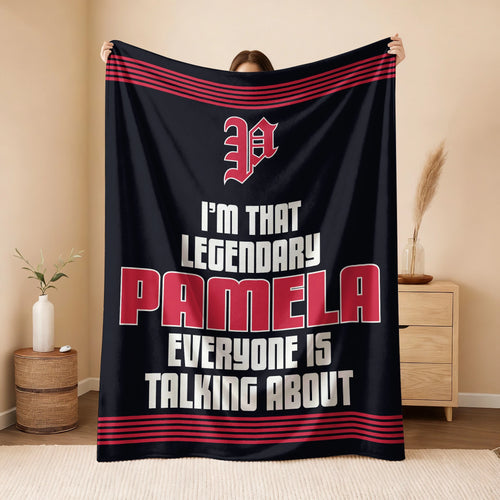 I'm That Legendary Name Dark Red Fleece Blanket PAMELA 13K1 BK48