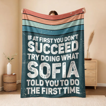 If At First You Don’t Succeed Retro Green Fleece Blanket SOFIA 13K1 BK29