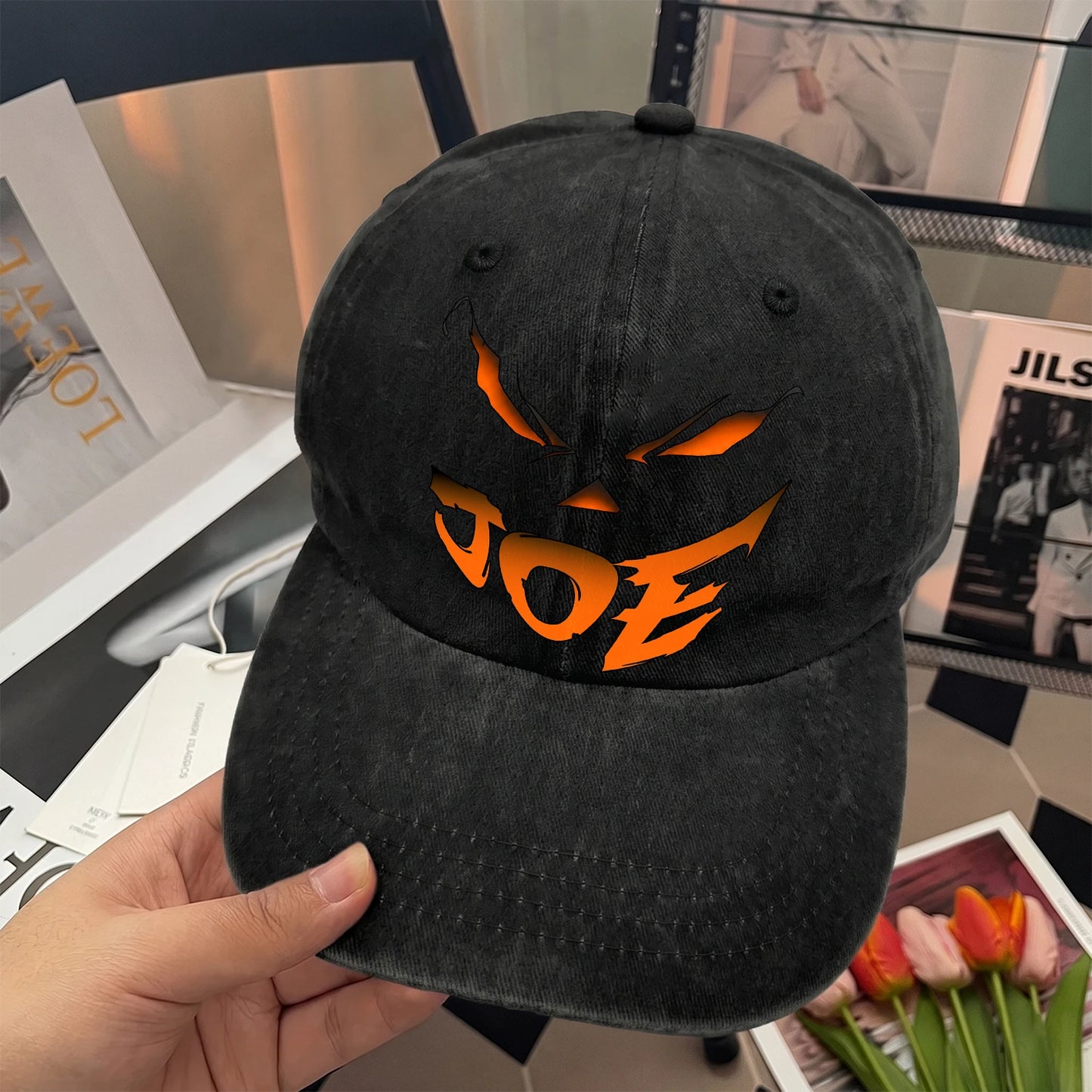 Your Name Jack O' Lantern Halloween Washed Cap JOE 13K1 C100PF