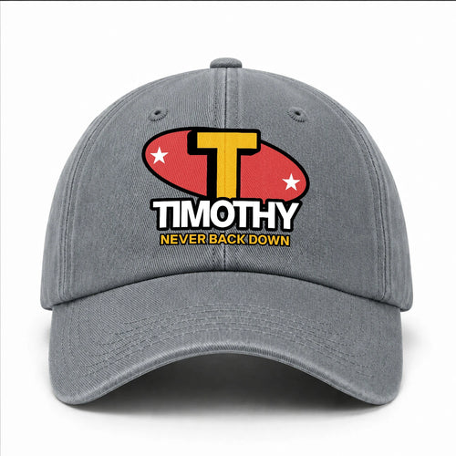 Never Back Down With Your Name And Initial Letter Washed Cap TIMOTHY 13K1 C82PF