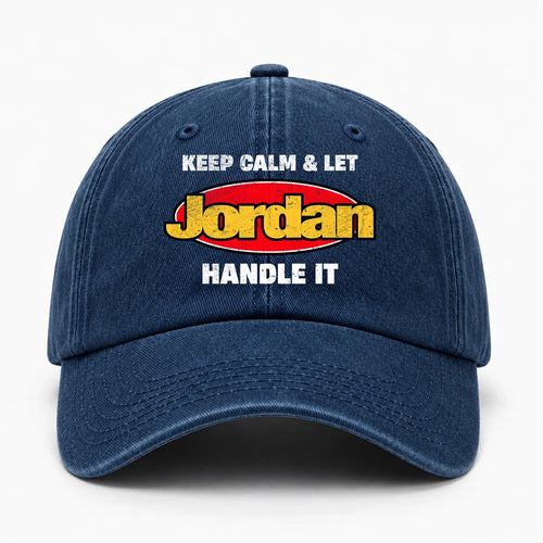 Keep Calm & Let Your Name Handle It Yellow And Red Logo Washed Cap JORDAN 13K1 C172PF