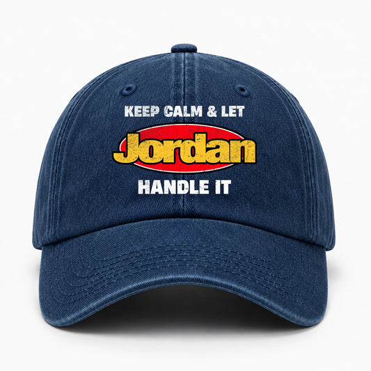 Keep Calm & Let Your Name Handle It Yellow And Red Logo Washed Cap JORDAN 13K1 C172PF