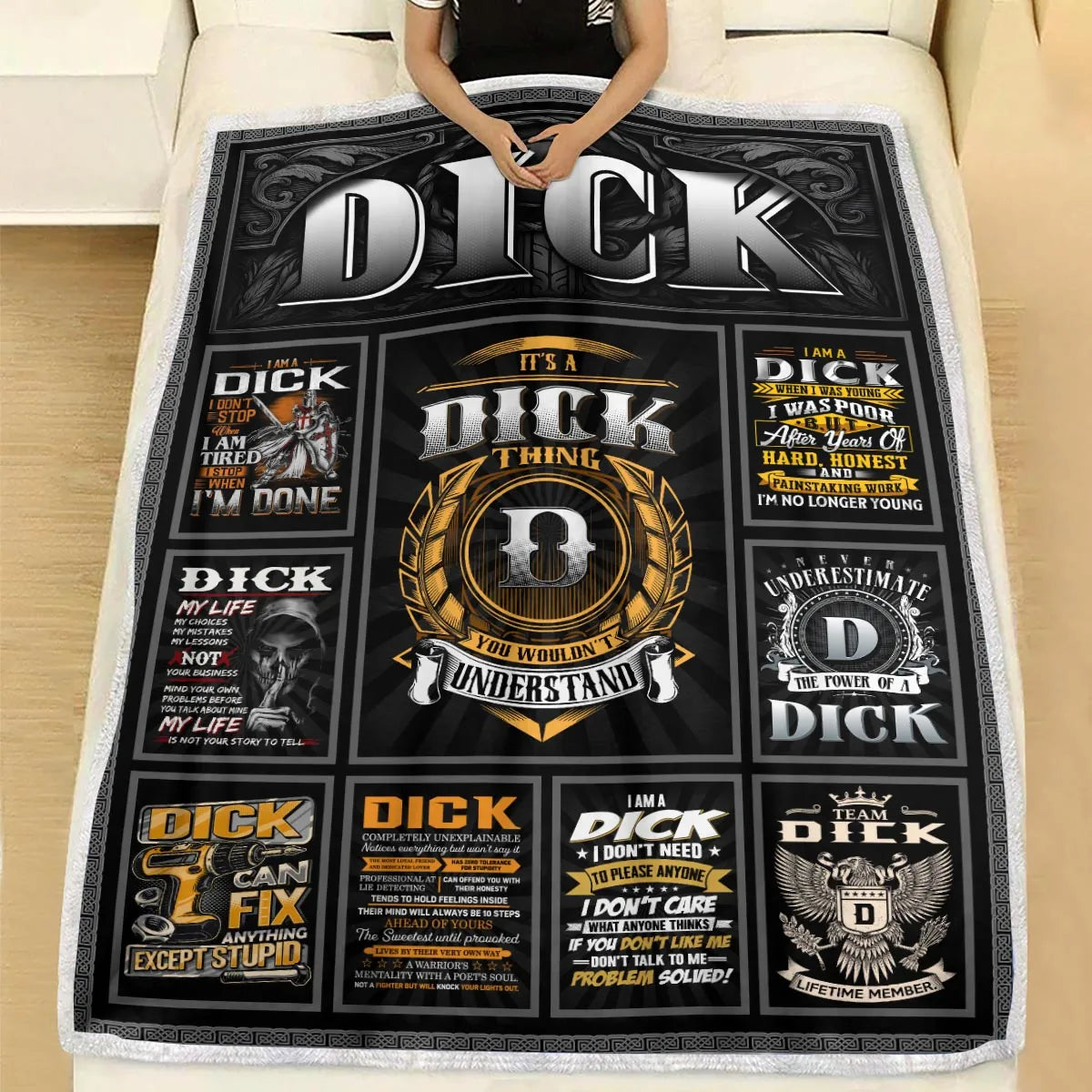 DICK Personalized Blanket | Custom Name Cozy Throw Gift 13K3-BK2