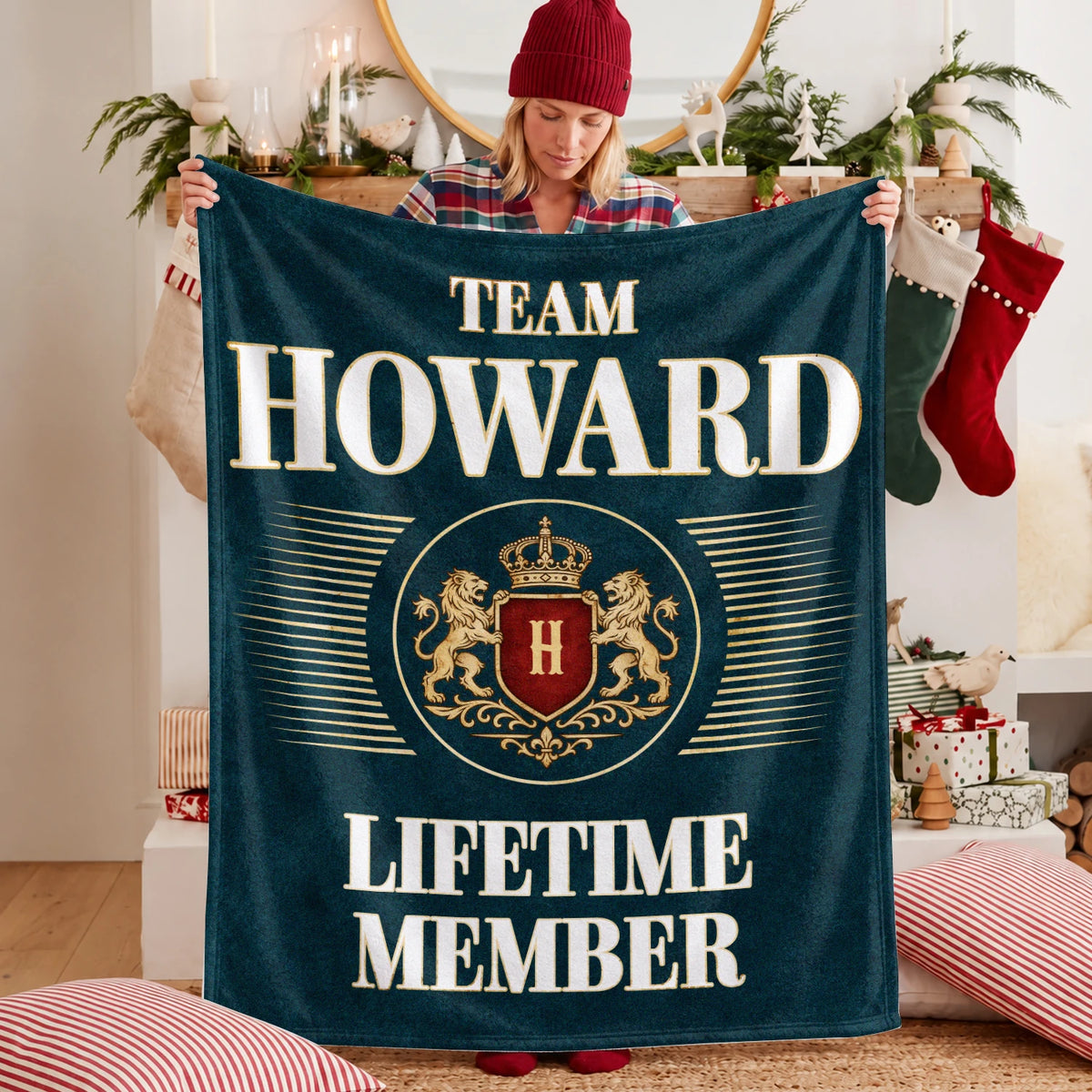 Team Your Name Lifetime Member Sage Green Fleece Blanket HOWARD 13K1 BK42