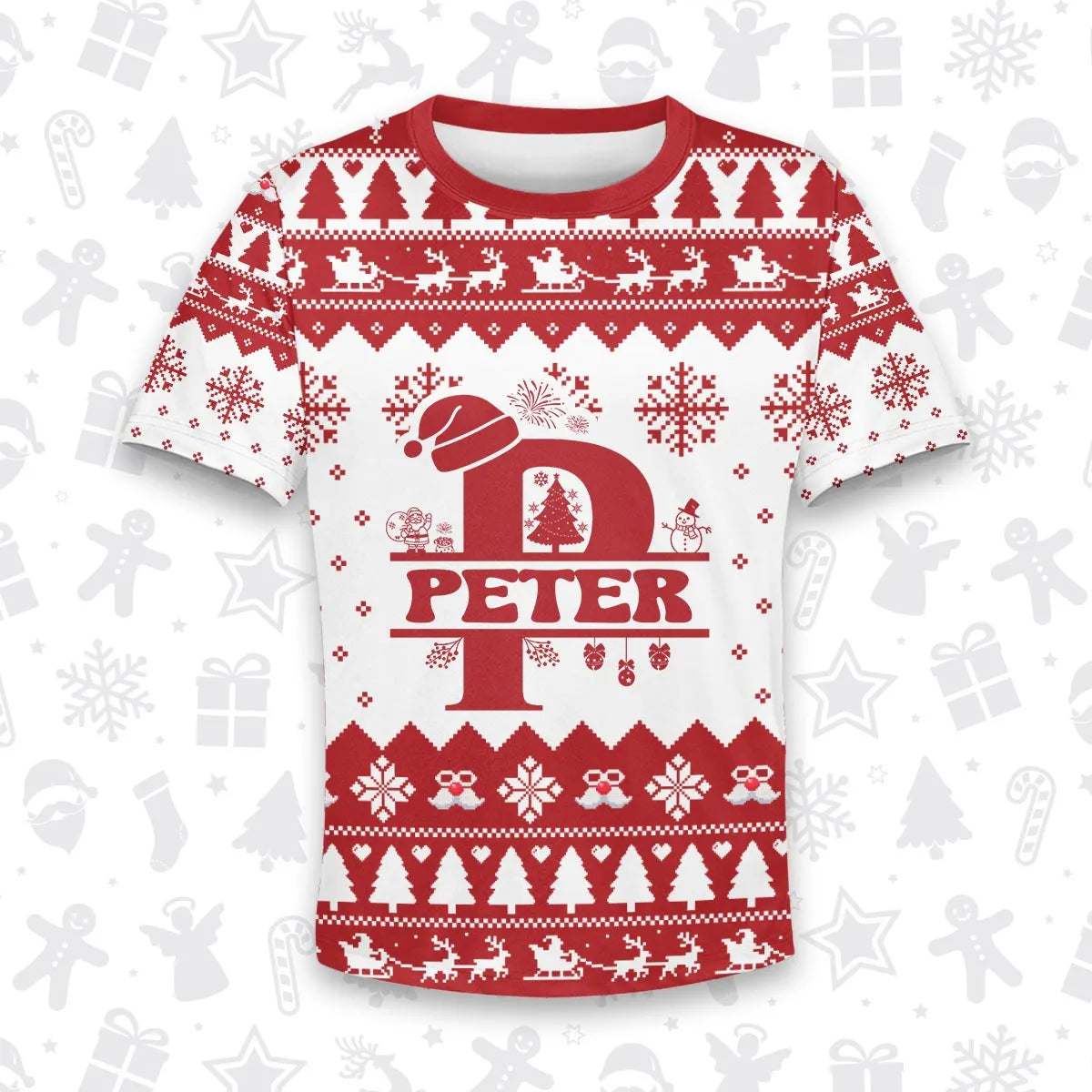 PETER Personalized Christmas T-Shirt Pajama Set - Holiday Gift Outfit 13K1-CR2