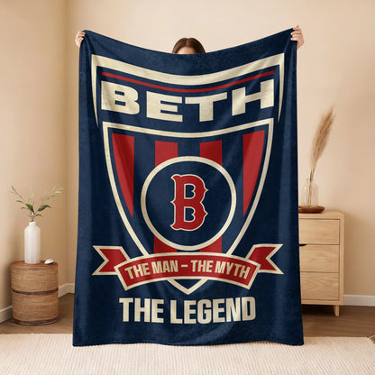 The Man The Myth The Legend Blue Burgundy Baseball Blanket BETH 13K1 BK18