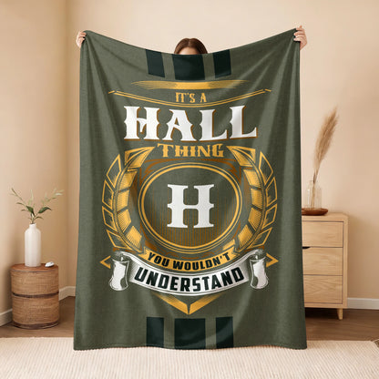 It's A Your Name Thing Olive Green Logo Fleece Blanket HALL 13K1 BK31