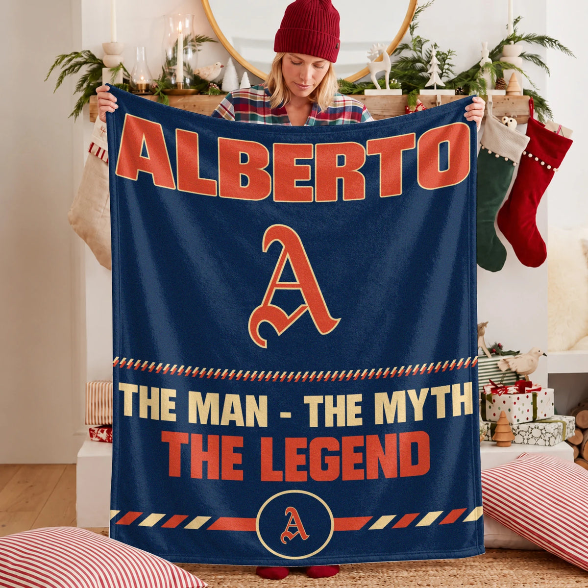 The Man The Myth The Legend Retro Fleece Blanket ALBERTO 13K1 BK53