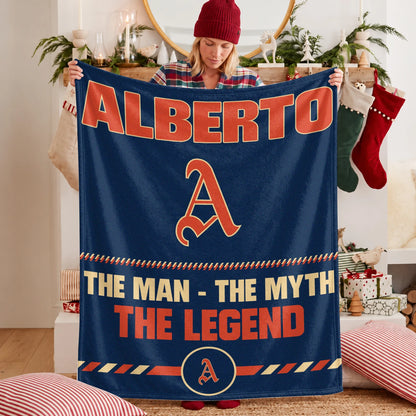 The Man The Myth The Legend Retro Fleece Blanket ALBERTO 13K1 BK53