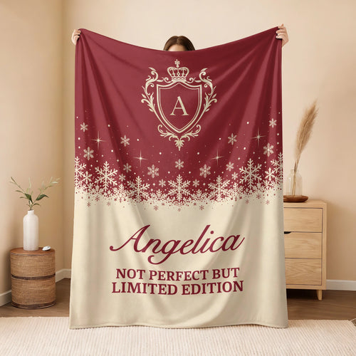 Not Perfect But Limited Edition Red Cream Christmas Fleece Blanket ANGELICA 13K1 BK34