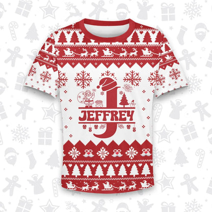JEFFREY Personalized Christmas T-Shirt Pajama Set - Holiday Gift Outfit 13K1-CR2