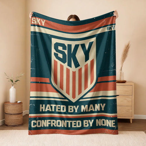 Hated By Many Confronted By None Retro Fleece Blanket SKY 13K1 BK58