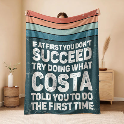 If At First You Don’t Succeed Retro Green Fleece Blanket COSTA 13K1 BK29